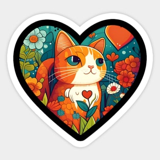 You're The Cat Orange Of My Heart - Cat Flower Sticker